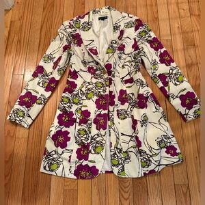 Rampage White Blazer with Purple & Lime Floral Print